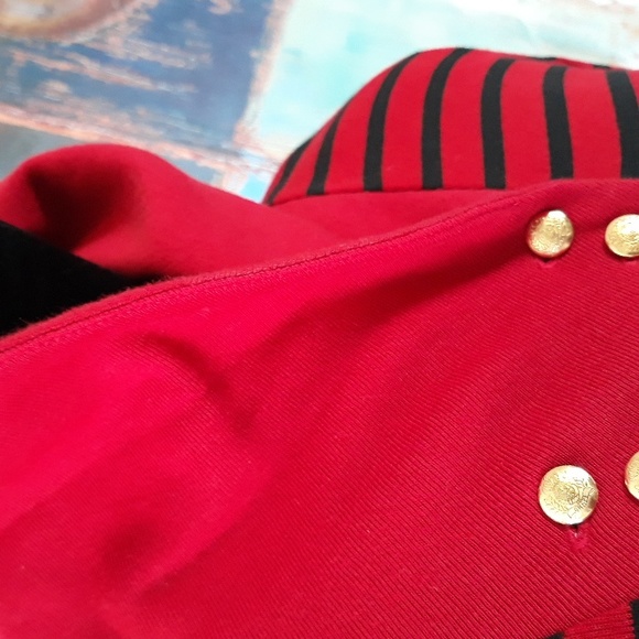 Chaps by Ralph Lauren Highland Red & Black Striped Shawl Collar Top Size L / NWT - Picture 8 of 14